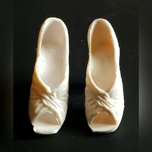 Vintage 1970s 12" Mego Doll White Sandal shoes for Cher Farrah Fawcett